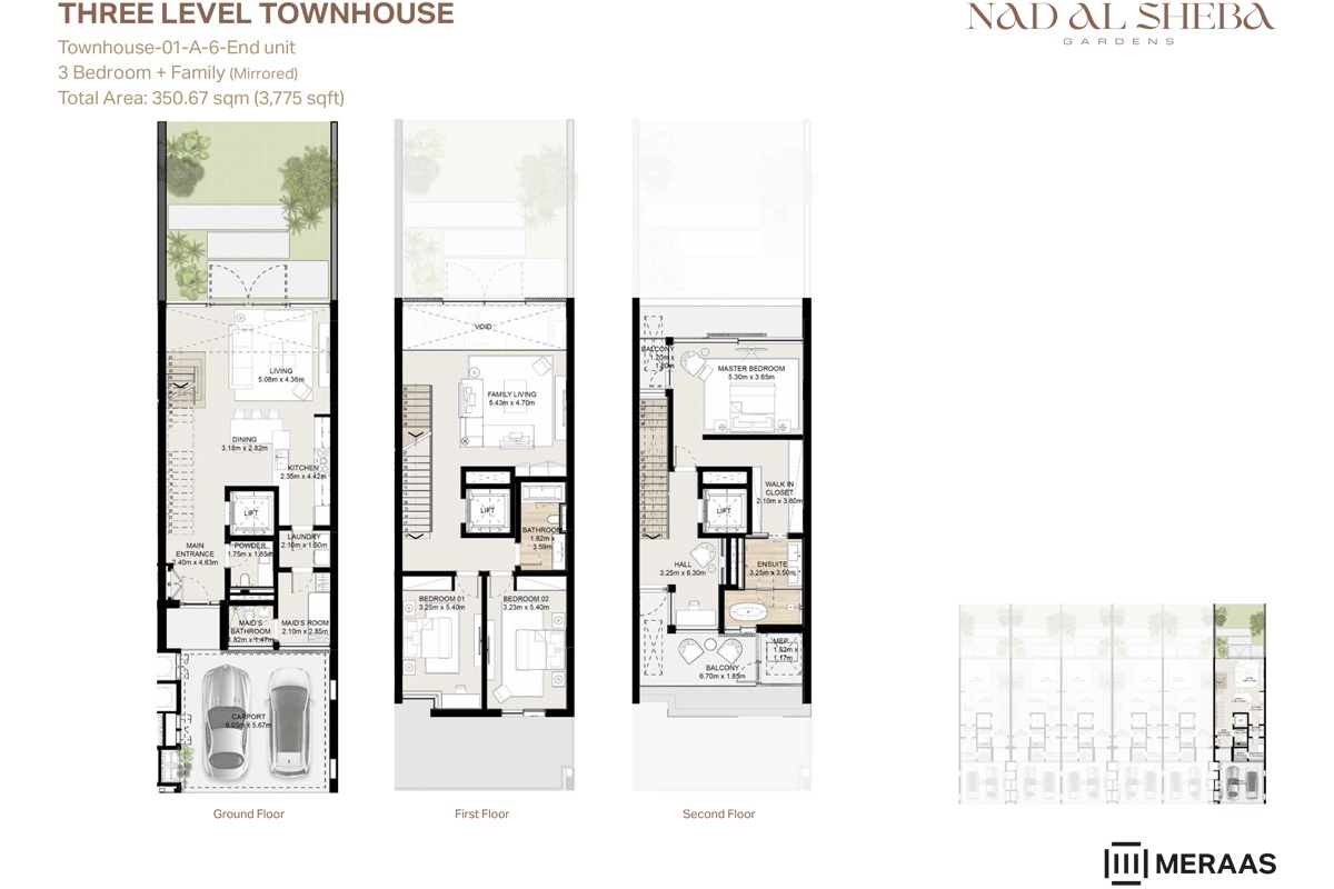 Meraas Nad Al Sheba Gardens 3 Beds Layout