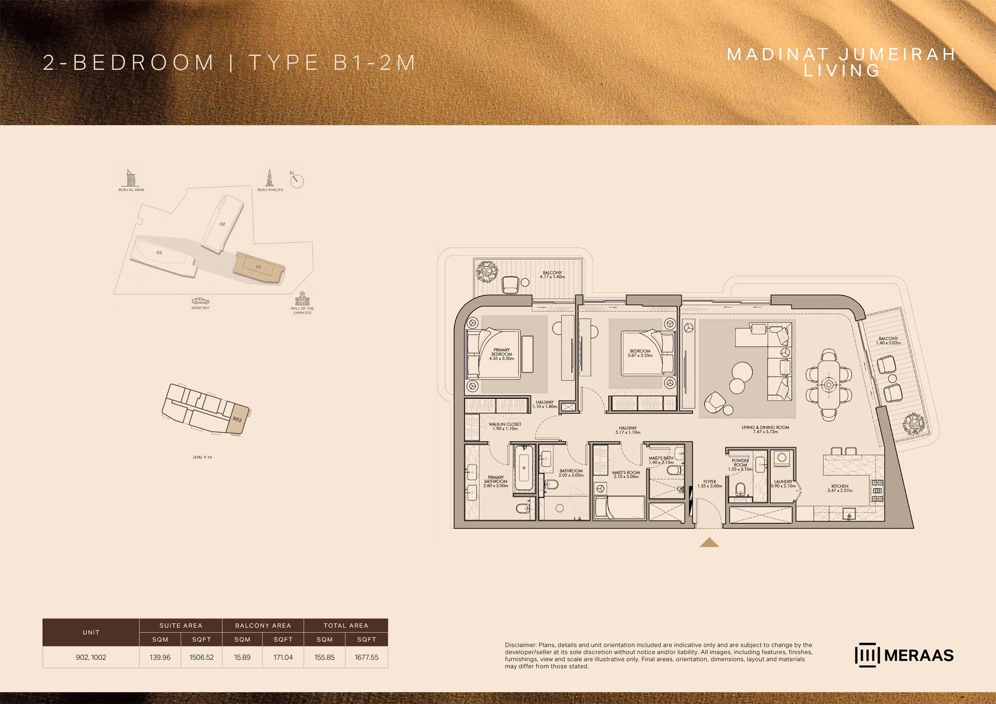 Meraas Nourelle 2 Beds Layout