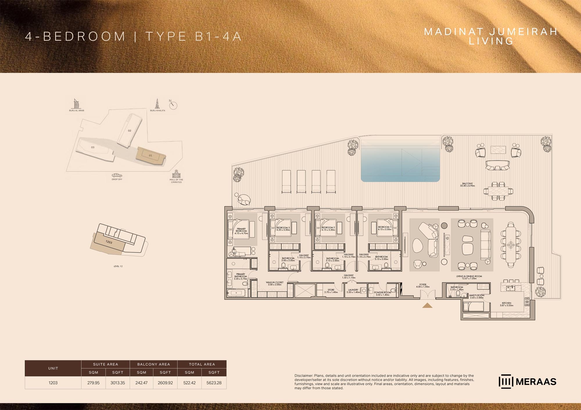 Meraas Nourelle 4 Beds Layout