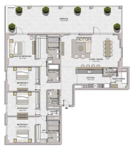 Meraas Port De la Mer 4 Beds Layout