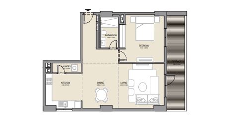 Meraas Port De la Mer La Cote 1 Bed Layout