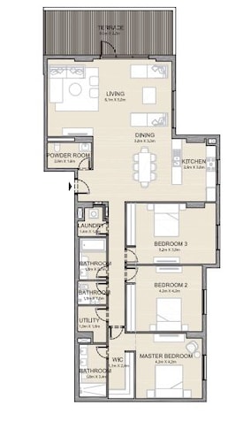 3 Beds 2397 Sq. Ft. Apartment in Meraas Port De la Mer La Cote