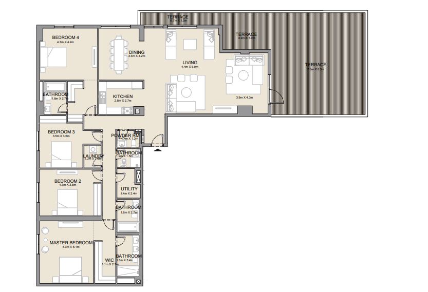 4 Beds 3608 Sq. Ft. Apartment in Meraas Port De la Mer La Cote