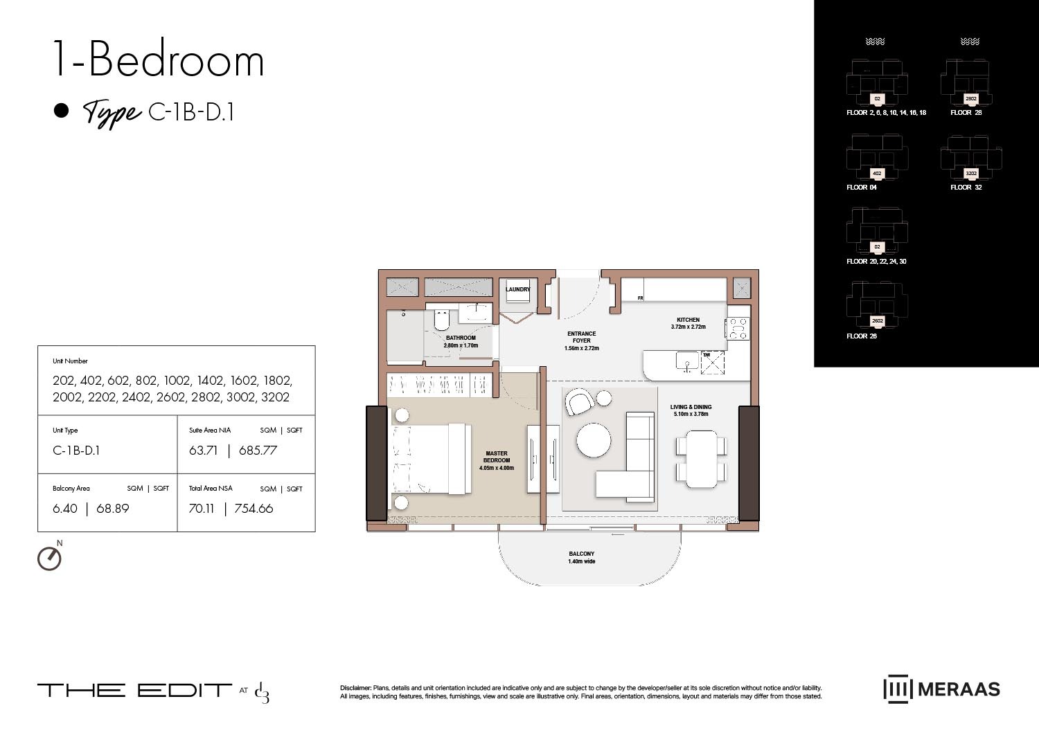 Meraas The Edit 1 Bed Layout