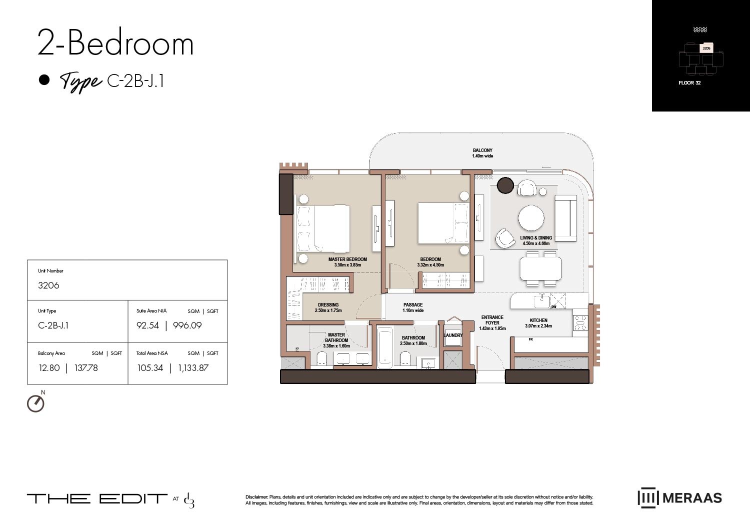 Meraas The Edit 2 Beds Layout