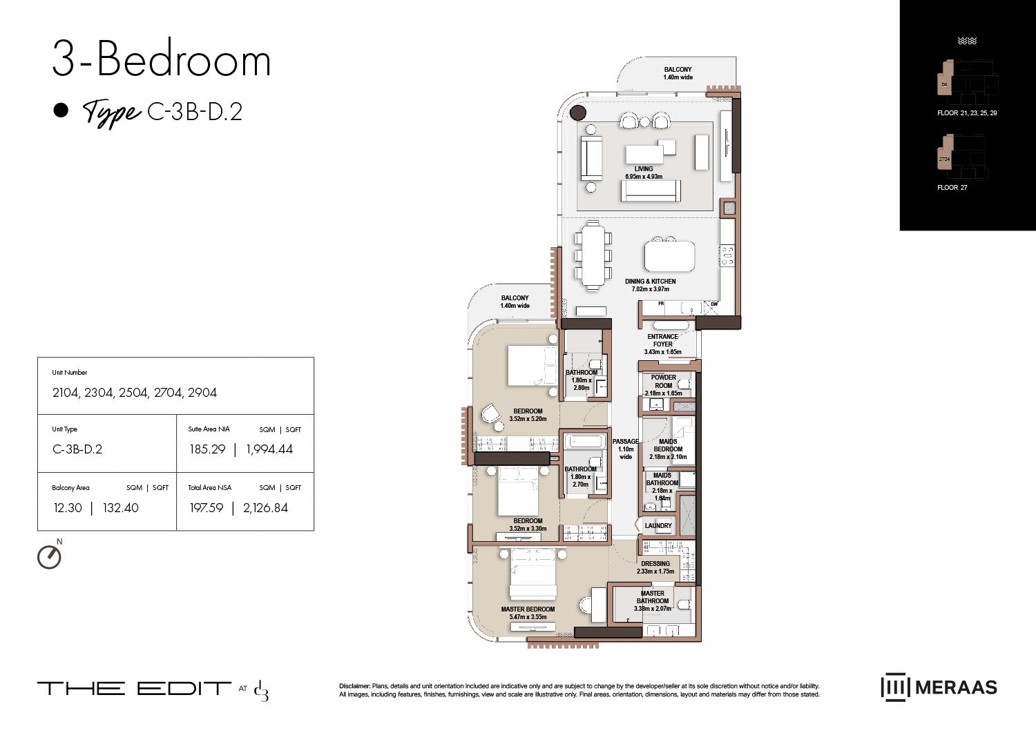 Meraas The Edit 3 Beds Layout