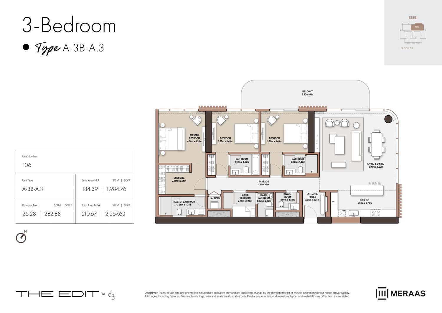 Meraas The Edit 3 Beds Layout