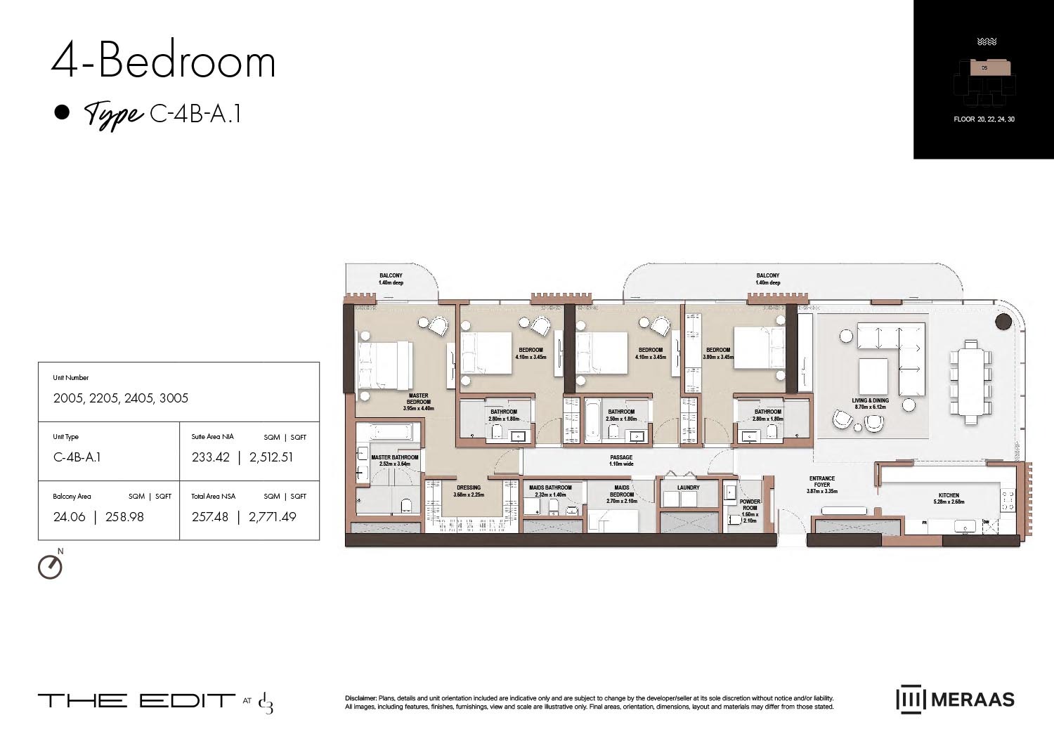 Meraas The Edit 4 Beds Layout