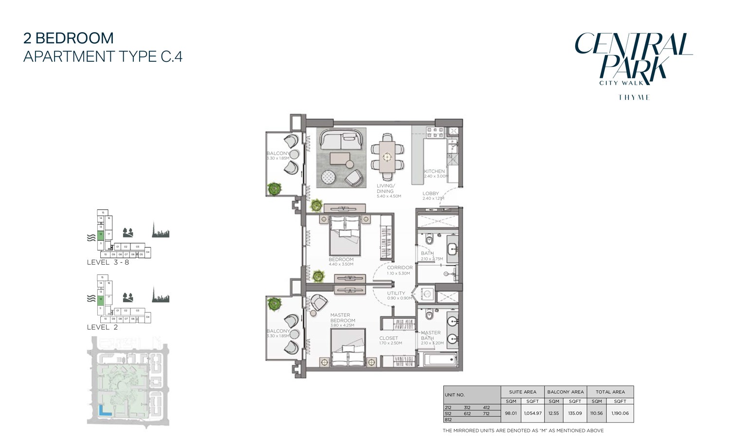 2 Beds 1190 Sq. Ft. Apartment in Meraas Thyme Central Park