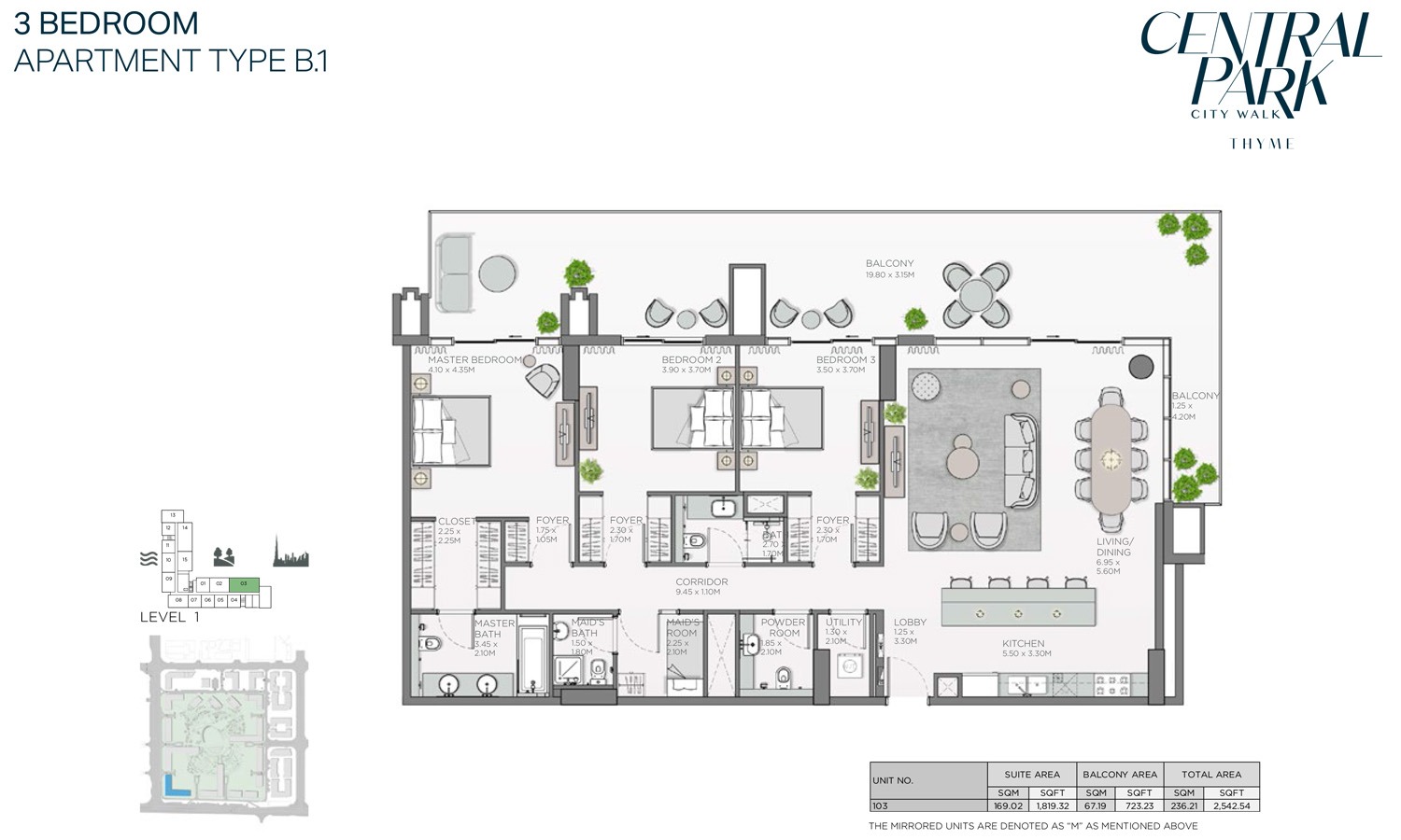 3 Beds 2543 Sq. Ft. Apartment in Meraas Thyme Central Park