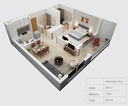 1 Bed 704 Sq. Ft. Apartment in Meraki Genesis Residences