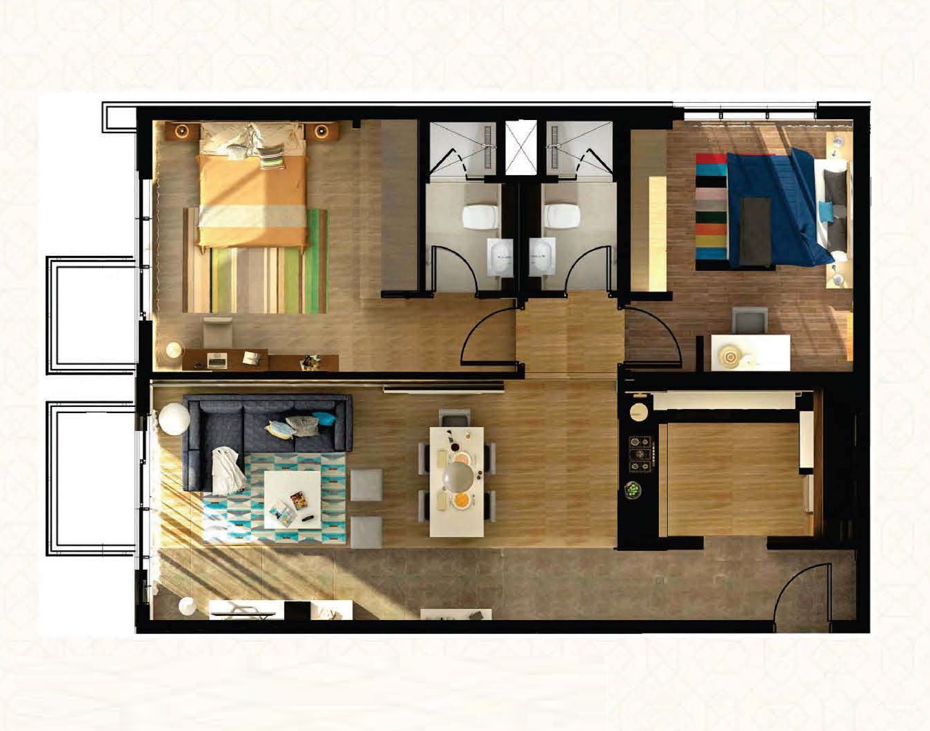 Milano Giovanni Boutique Suites 2 Beds Layout