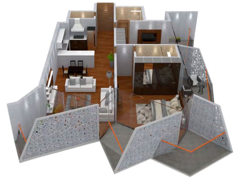 Millennium Binghatti Residence 2 Beds Layout