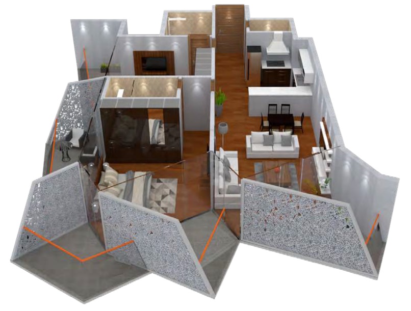 Millennium Binghatti Residence 2 Beds Layout
