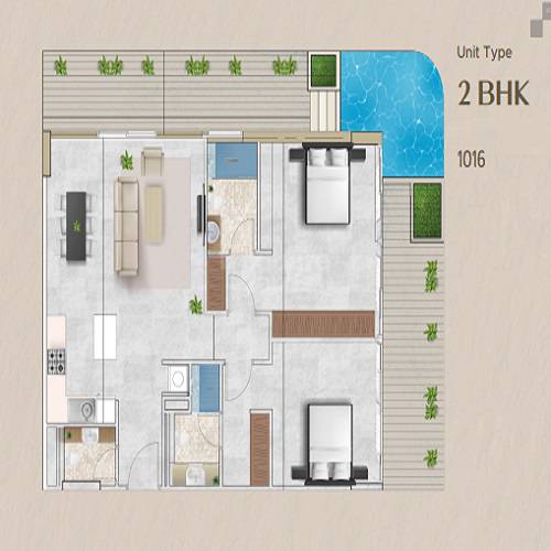2 Beds 1016 Sq. Ft. Apartment in Mirfa Ashton Park Residences