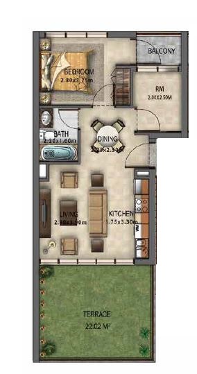 MOD Townhouses 1 Bed Layout