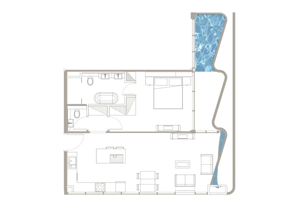 MS Iluka Residences 1 Bed Layout