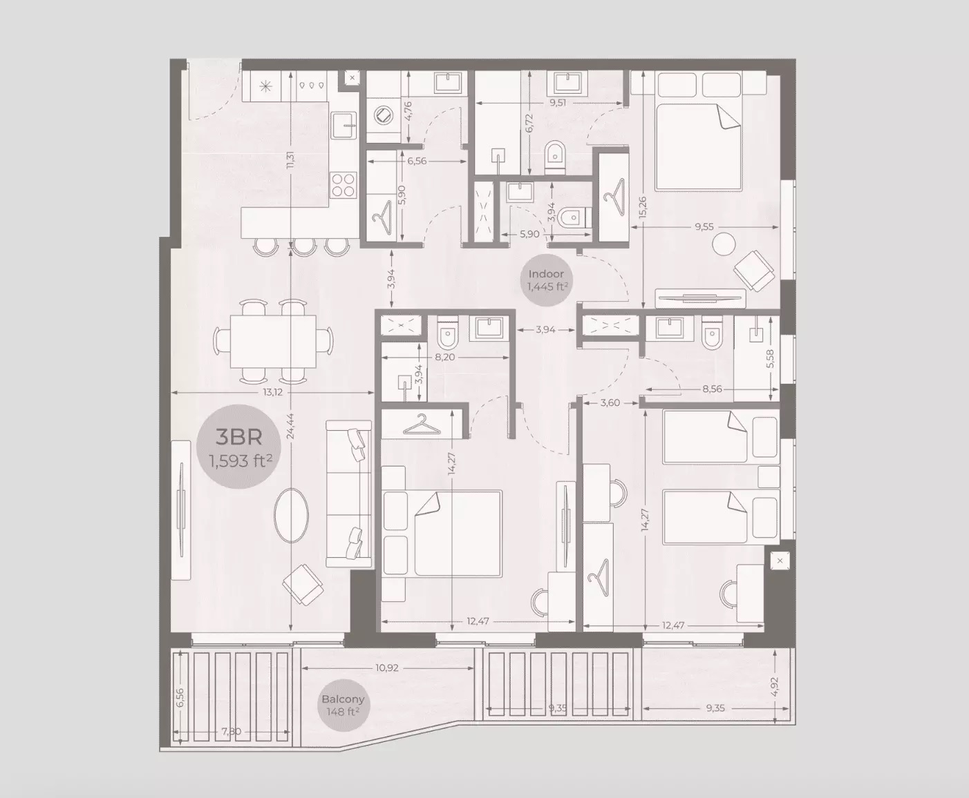 MVS Sea Legend One 3 Beds Layout