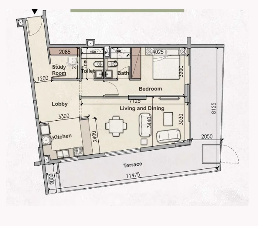 Myra Avanos 1 Bed Layout