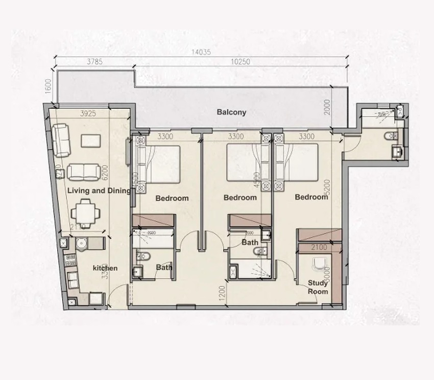 Myra Avanos 3 Beds Layout