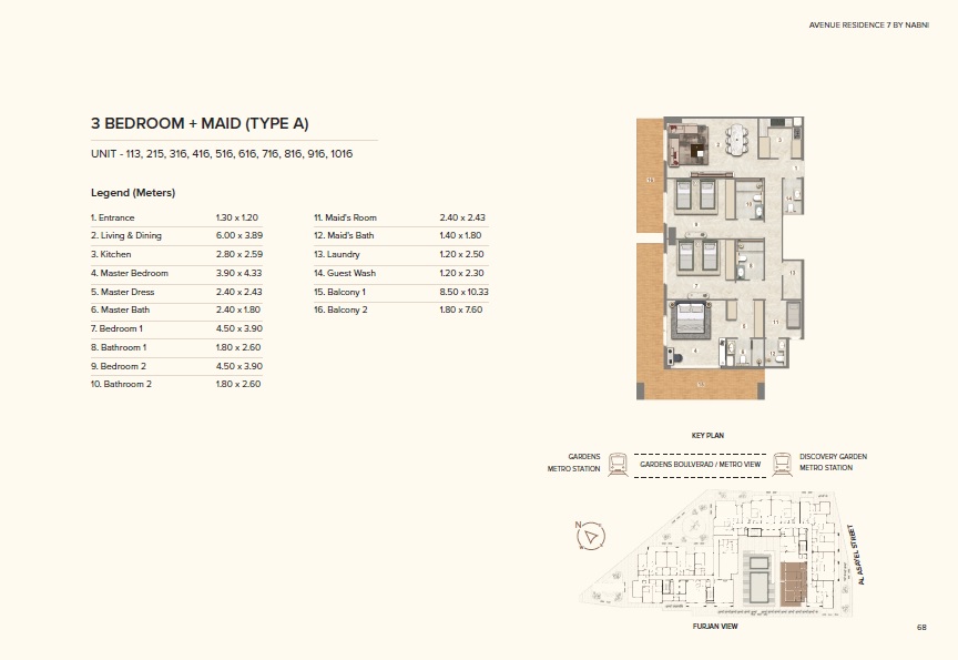 3 Beds 2018 Sq. Ft. Apartment in Nabni Avenue Residence 7