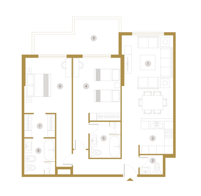 Nabni Avenue Residences 4 2 Beds Layout