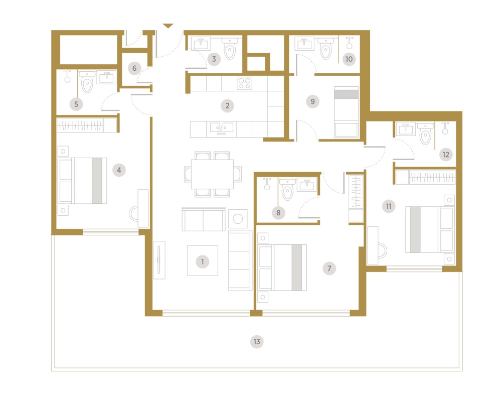 Nabni Avenue Residences 4 3 Beds Layout