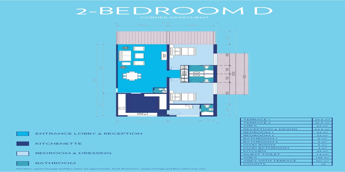 Nakheel Azura Residences 2 Beds Layout
