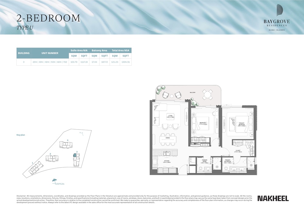 2 Beds 1305 Sq. Ft. Apartment in Nakheel Bay Grove Residences