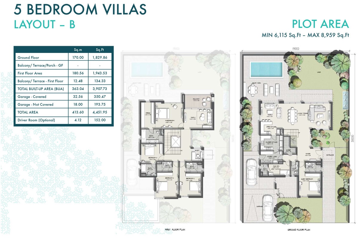 Nakheel Murooj Al Furjan 5 Beds Layout