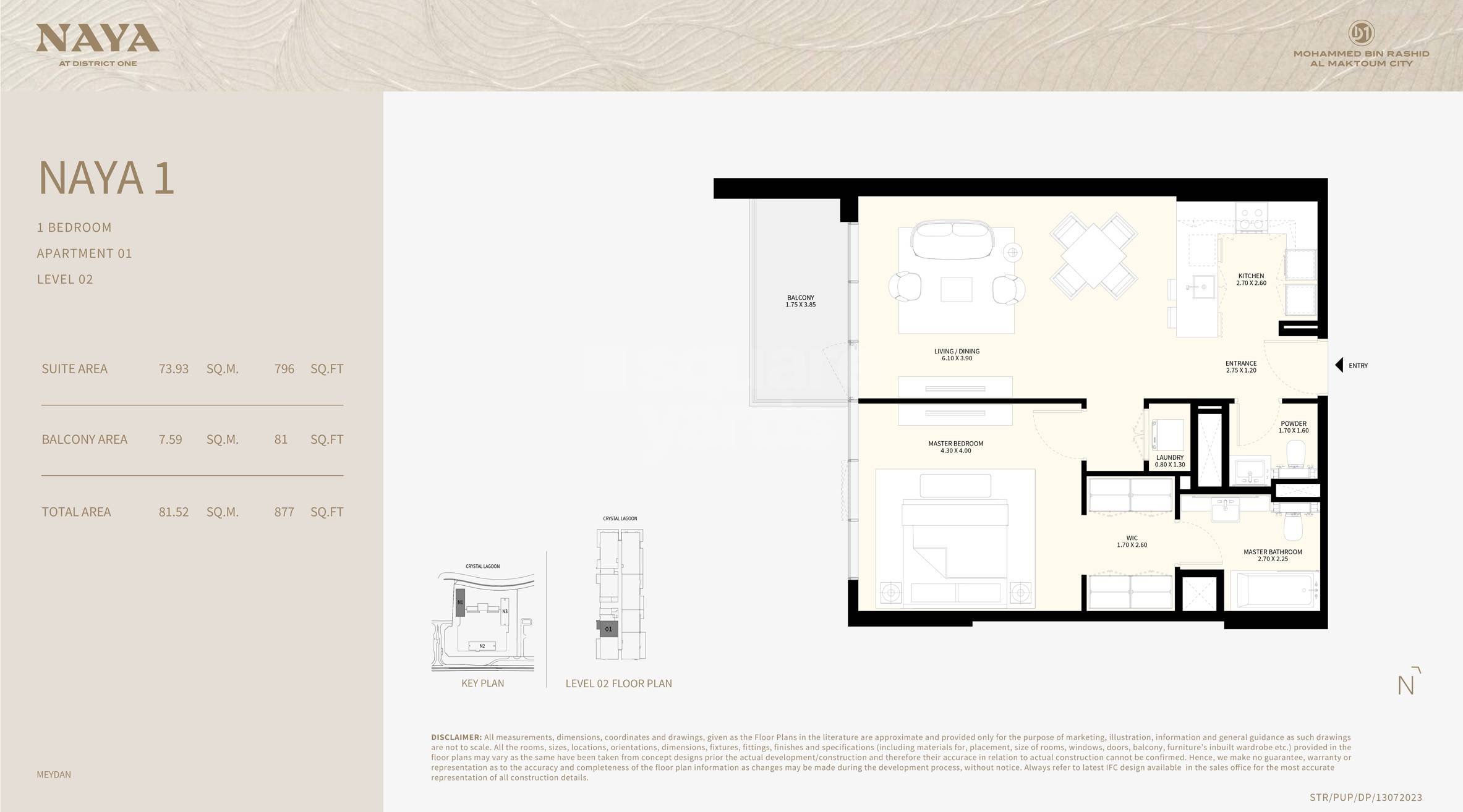 Nakheel Naya 1 Bed Layout