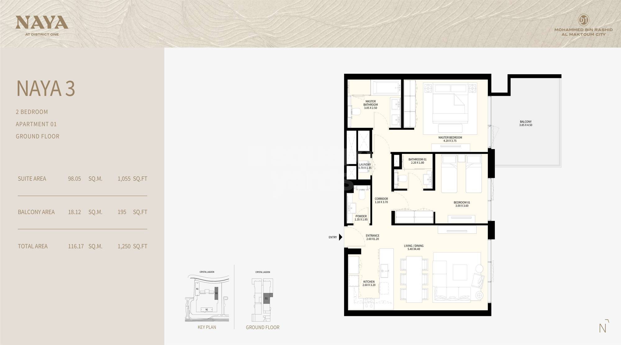 Nakheel Naya 2 Beds Layout