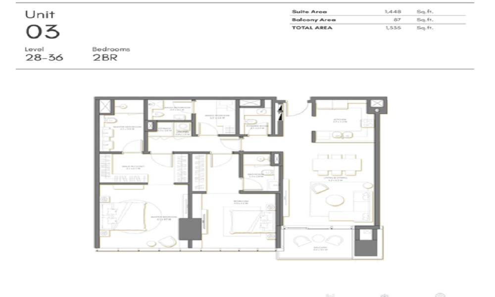 Nakheel Palm Beach Towers 2 Beds Layout