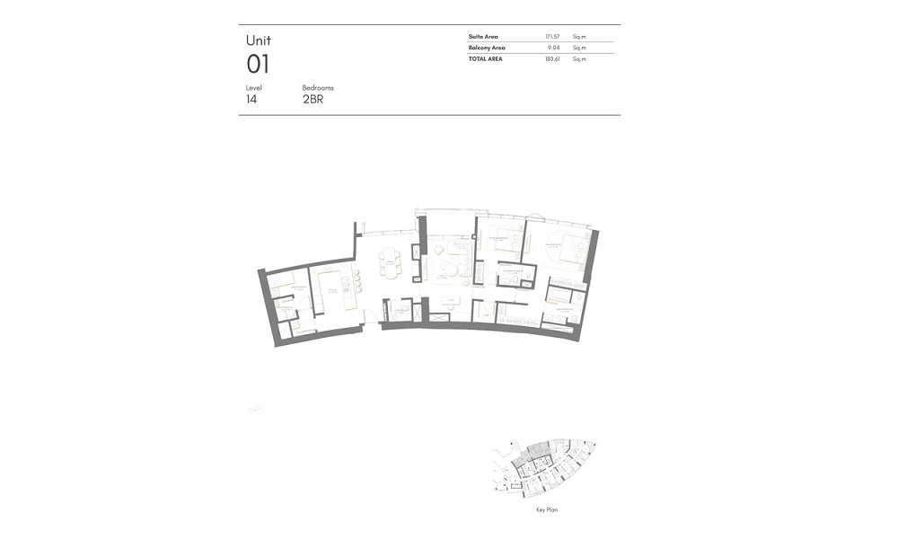 Nakheel Palm Beach Towers 2 Beds Layout