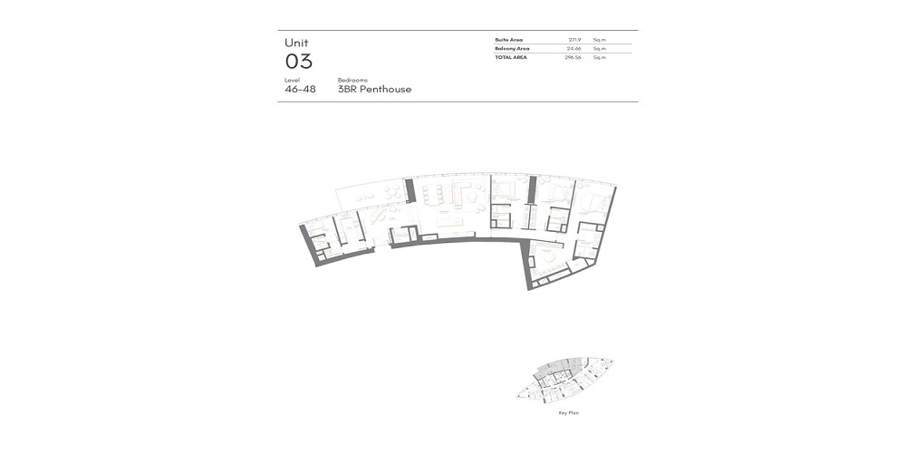 Nakheel Palm Beach Towers 3 Beds Layout