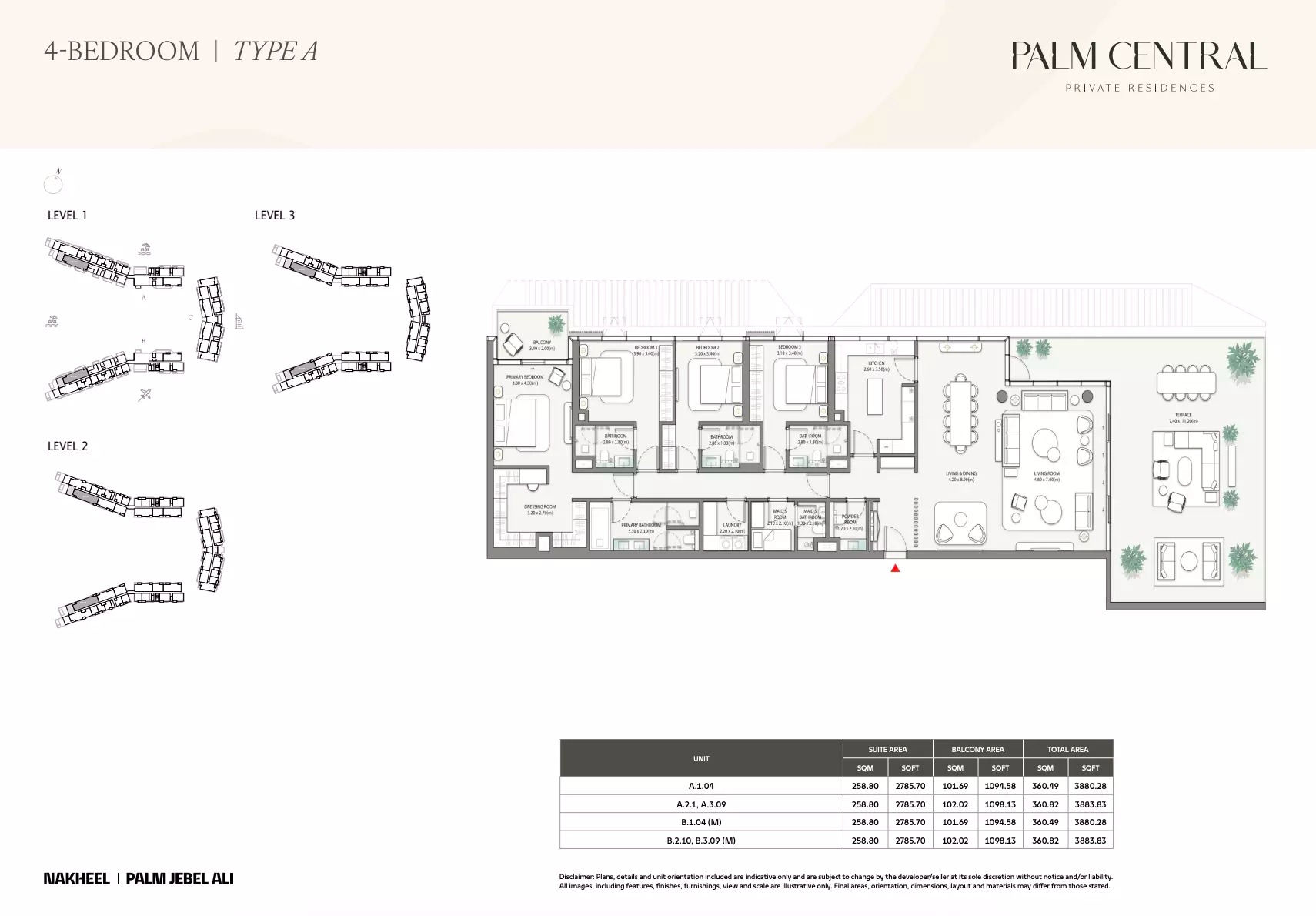 4 Beds 3880 Sq. Ft. Apartment in Nakheel Palm Central Private Residences
