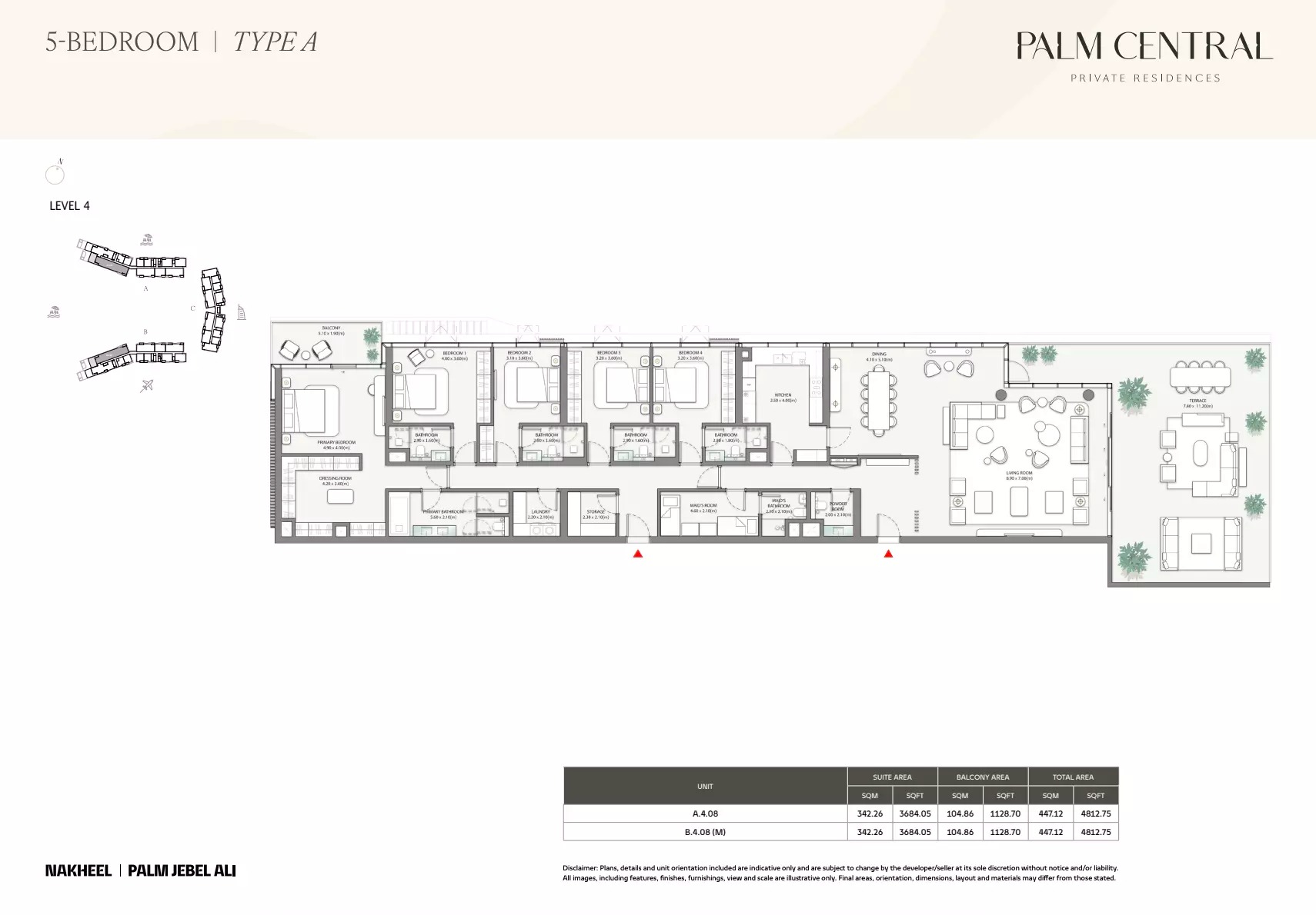 5 Beds 4842 Sq. Ft. Apartment in Nakheel Palm Central Private Residences