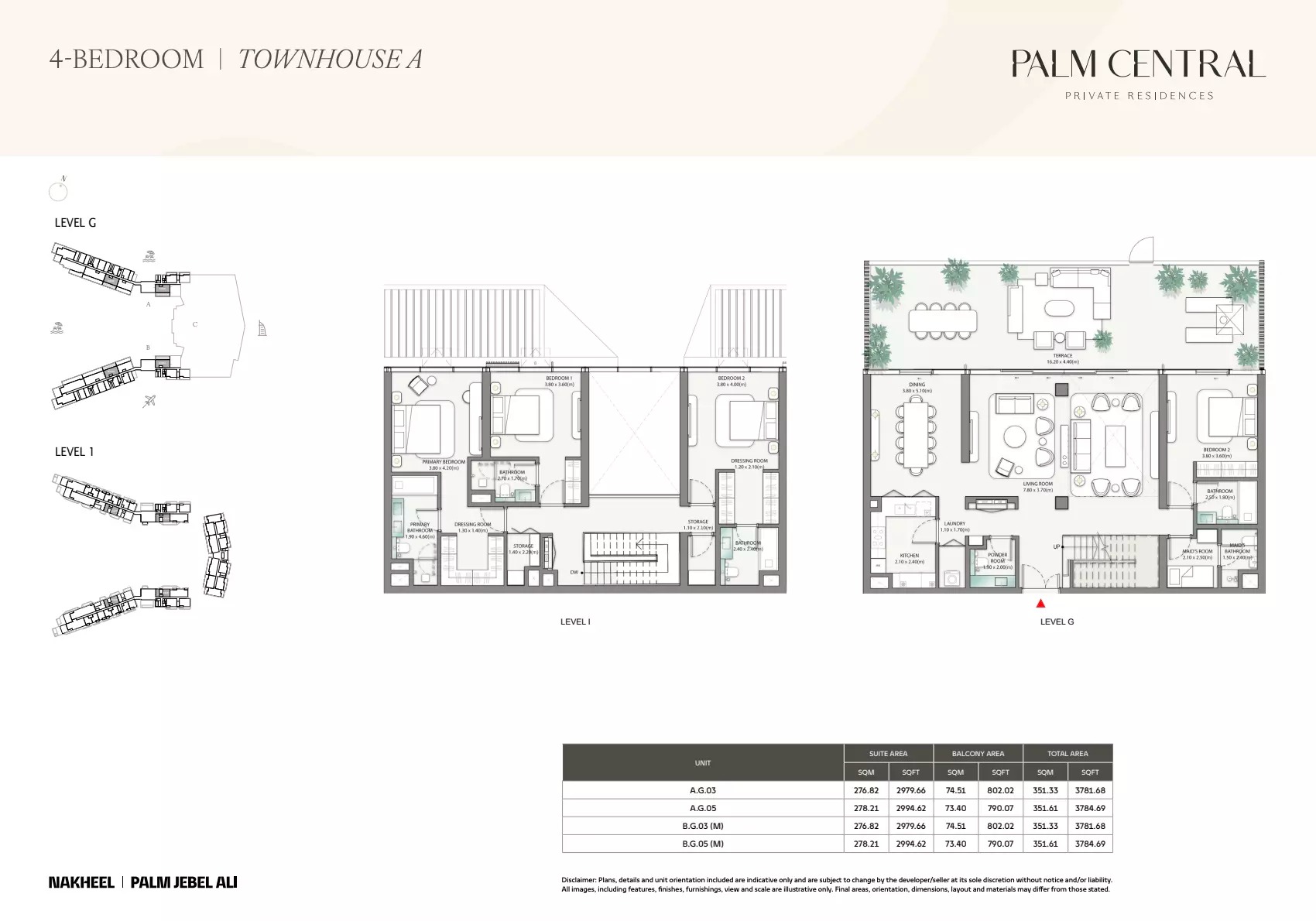 4 Beds 3781 Sq. Ft. Townhouse in Nakheel Palm Central Private Residences