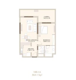1 Bed 864 Sq. Ft. Apartment in Nakheel Roxana Residences
