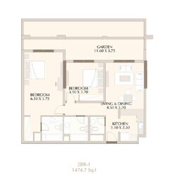 2 Beds 1474 Sq. Ft. Apartment in Nakheel Roxana Residences