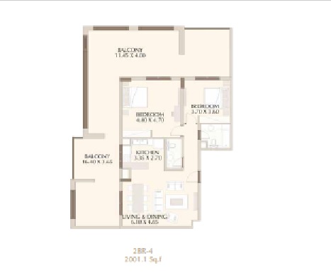 Nakheel Roxana Residences 2 Beds Layout