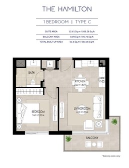 1 Bed 663 Sq. Ft. Apartment in Nashma The Hamilton Residence