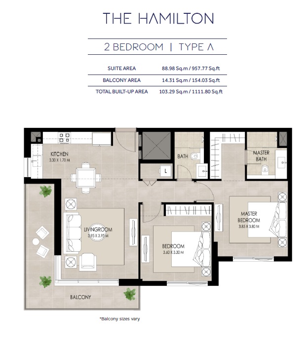 2 Beds 1112 Sq. Ft. Apartment in Nashma The Hamilton Residence