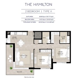 2 Beds 1112 Sq. Ft. Apartment in Nashma The Hamilton Residence