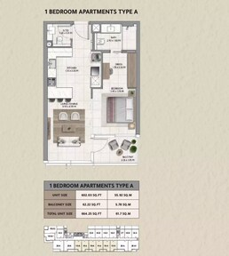 1 Bed 664 Sq. Ft. Apartment in National 161 Jumeirah Lane