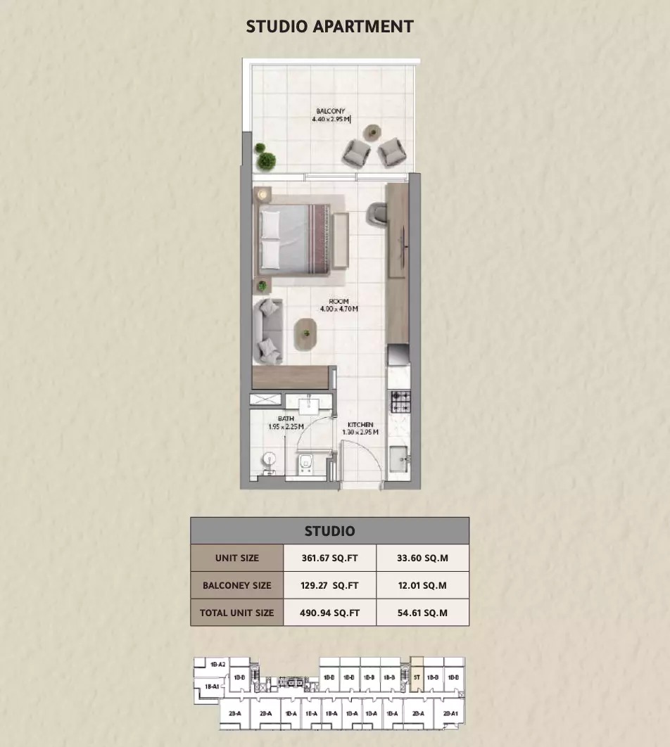 490 Sq. Ft. Studio in National 161 Jumeirah Lane