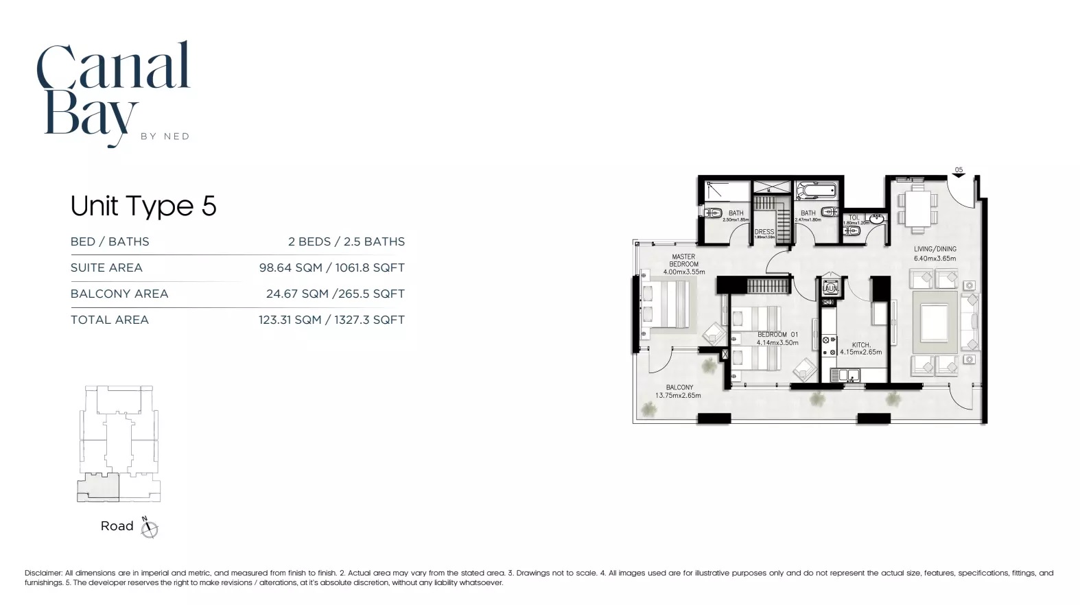 2 Beds 1327 Sq. Ft. Apartment in NED Canal Bay