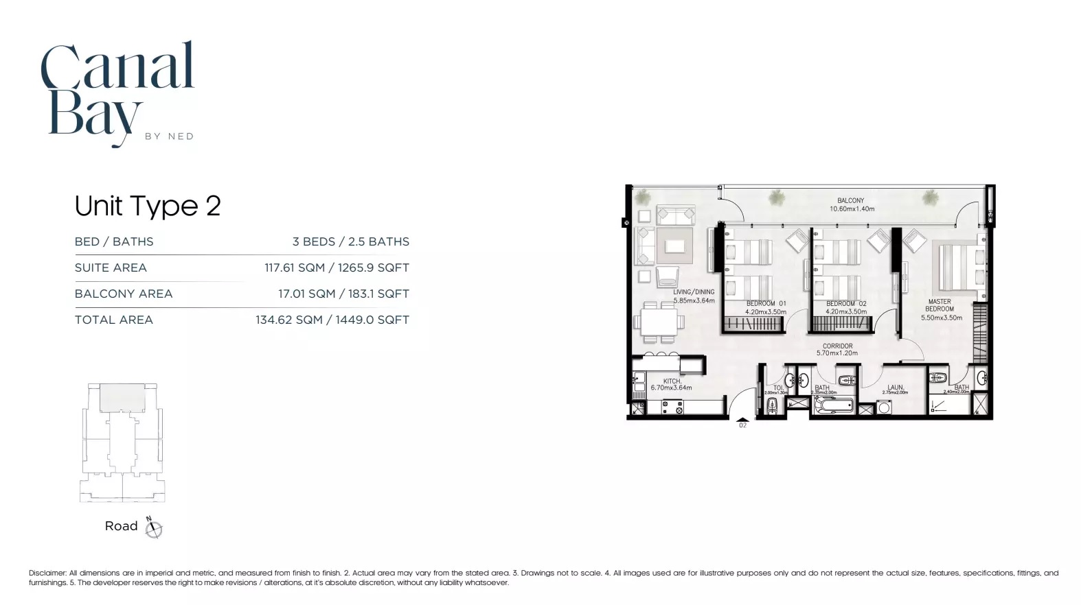 3 Beds 1449 Sq. Ft. Apartment in NED Canal Bay