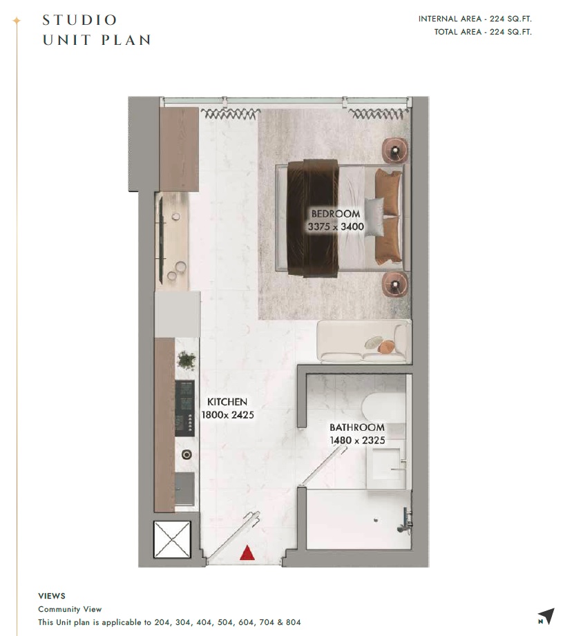 Neoterra Elmora Residence Studio Layout