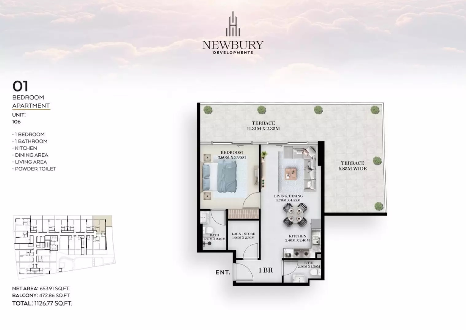 1 Bed 1126 Sq. Ft. Apartment in Newbury Chapter 01